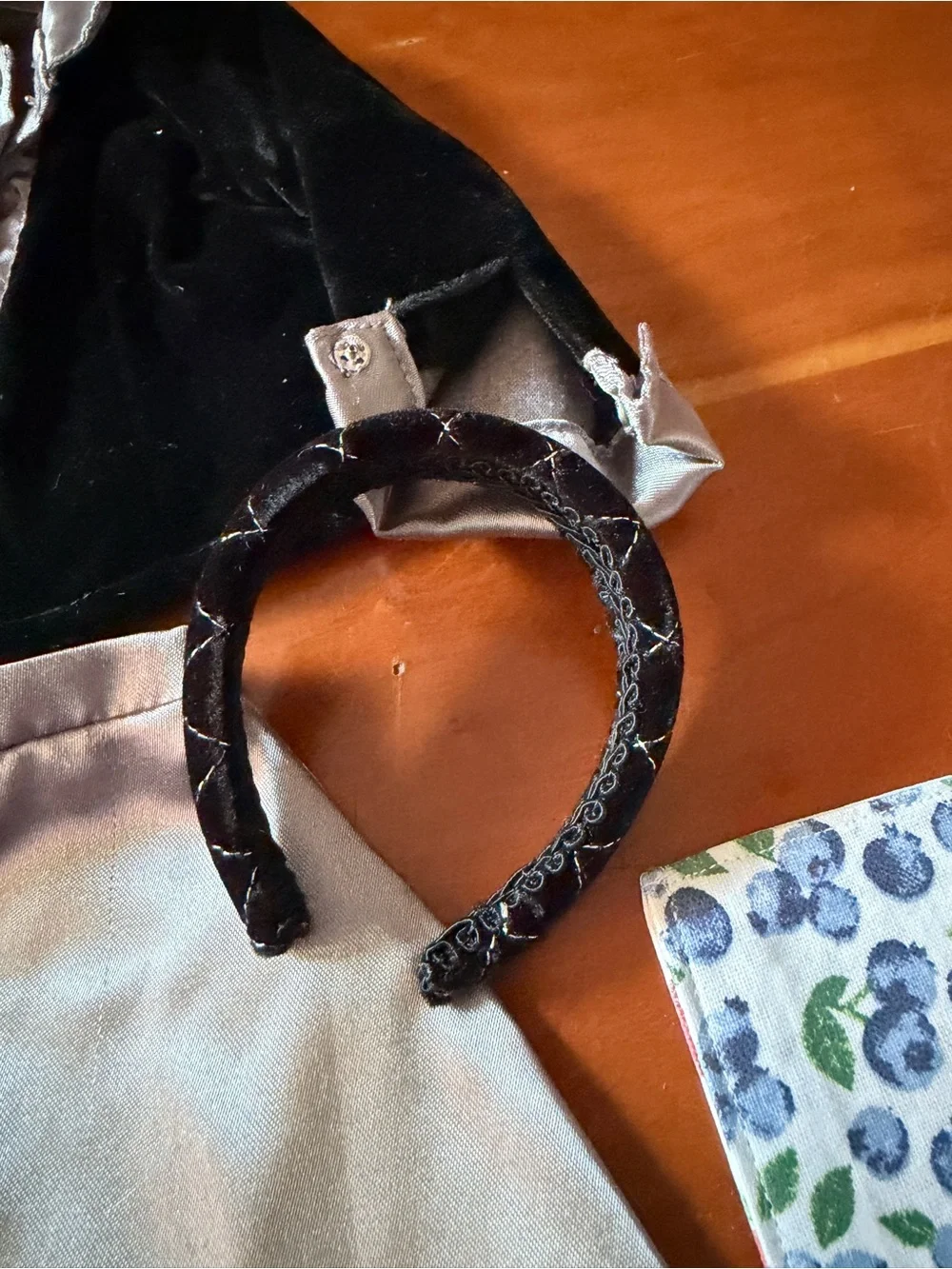 American Girl Black and Silver Velvet Doll Outfit with Satin Trim